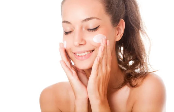 Gorgeous skincare brunette. — Stock Photo, Image