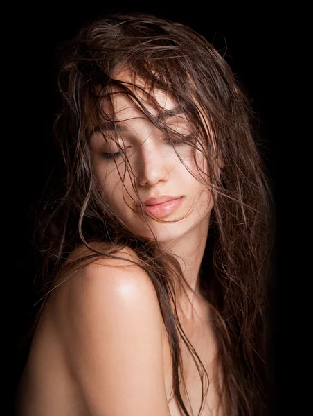 Wet hair beauty. — Stock Photo, Image