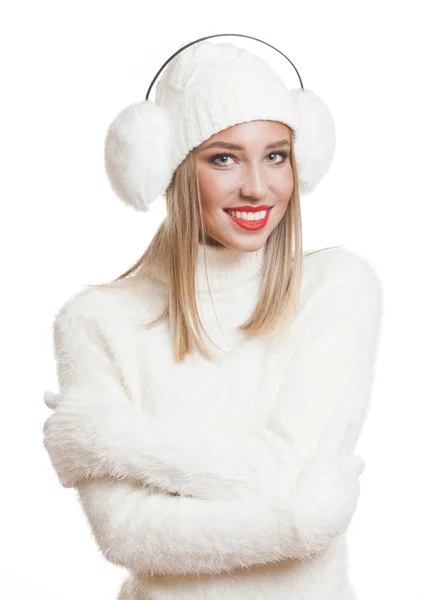 Blond woman in winter fashion. — Stock Photo, Image