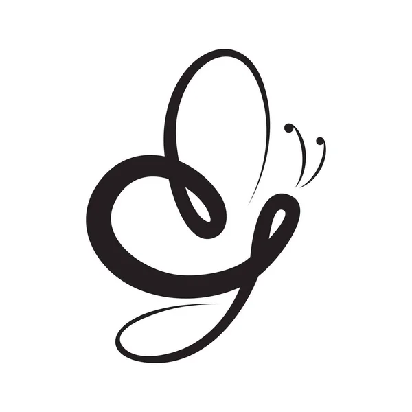 Абстрактный Векторный Символ Каллиграфии Бабочки Плоском Стиле Плоская Бабочка Дизайна — стоковый вектор