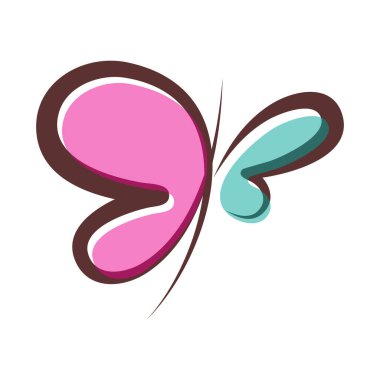 Renkli ve soyut tasarım Kelebek simgesi beyaz arkaplanda izole edildi. Kelebek ikonu moda ve modern kelebek sembolü. Vektör illüstrasyon EPS.8 EPS.10