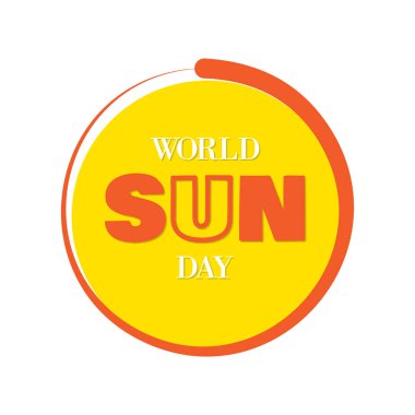 Arka plan veya tebrik kartı için basit bir Dünya Güneş Günü tasarımı. Beyaz arka planda Harf Dünya Güneş Günü. Vektör illüstrasyon EPS.8 EPS.10