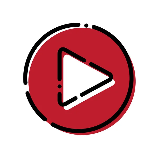 Красная Кнопка Воспроизведения Значок Вектора Стиле Контура Белом Фоне Векторная — стоковый вектор
