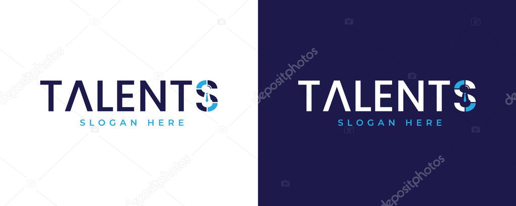 Talents letter unique wordmark logo vector design template. Vector illustration