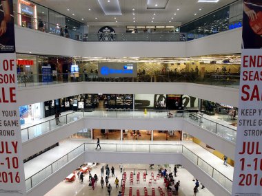 Interiors, hallways and stores inside the SM Megamall. clipart