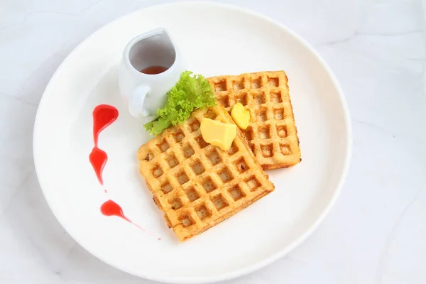 Photo Freshly Made Belgian Waffles — Stock Photo, Image