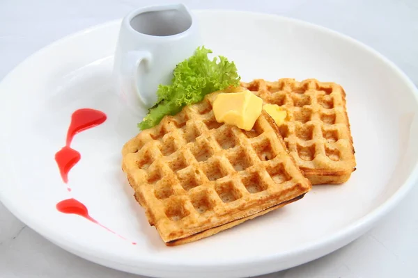 Photo Freshly Made Belgian Waffles — Stock Photo, Image