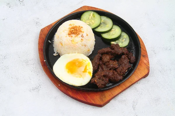 Photo Freshly Cooked Filipino Meal Called Tapsilog Fried Beef Rice — Stock Photo, Image