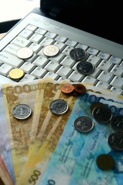 Para üstünde a bilgisayar laptop