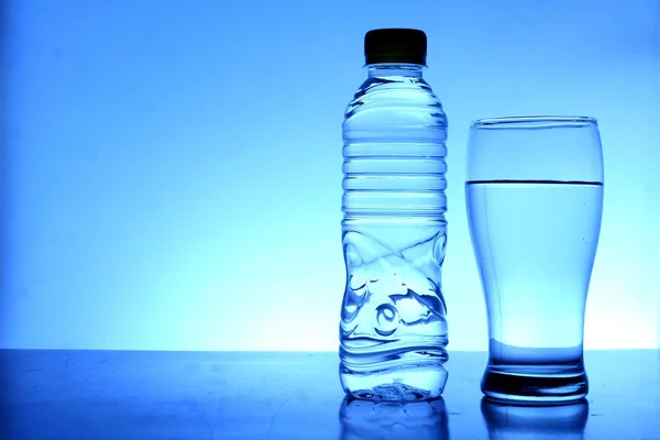 Botella y vaso de agua — Foto de Stock