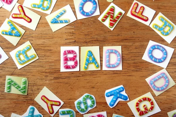 Colorful letters spelled as bad — Stock Photo, Image