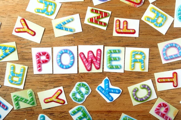 Colorful letters spelled as power — Stock Photo, Image