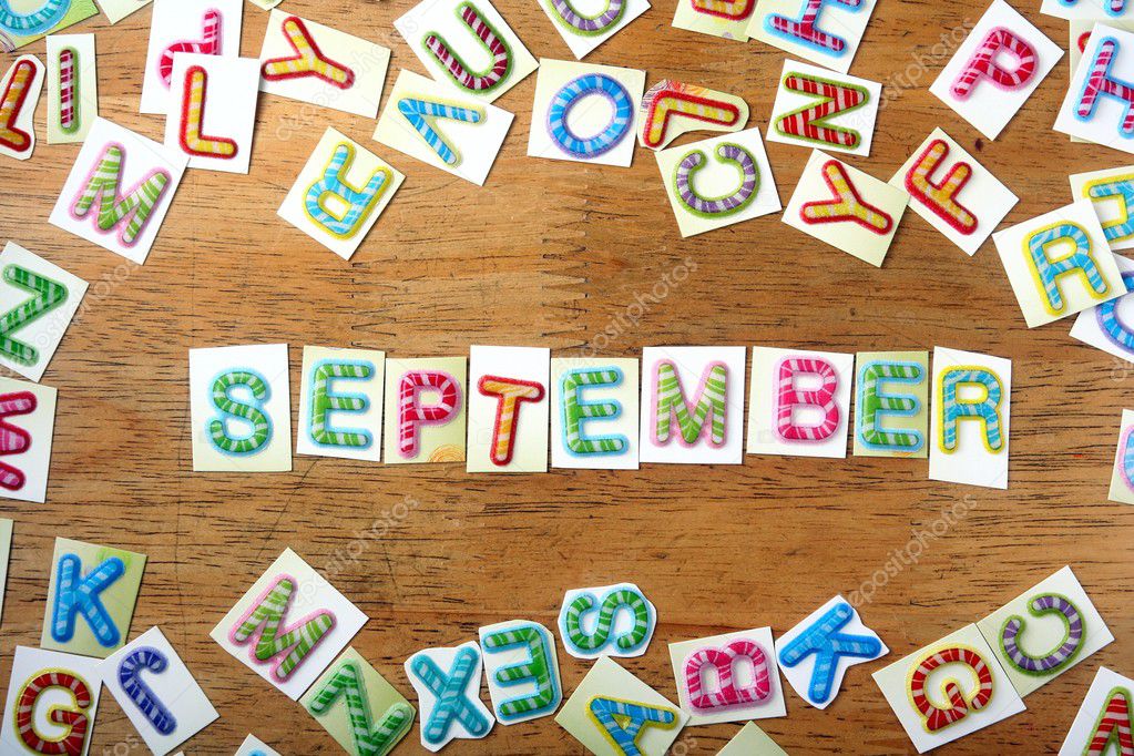 Colorful letters spelled as september