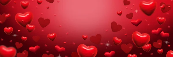 Corazones rojos fondo abstracto para tarjeta de felicitación día de San Valentín — Foto de Stock