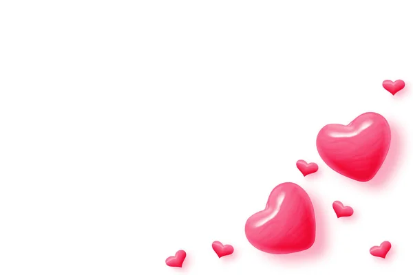 情人节卡片白底粉红的心 — 图库照片