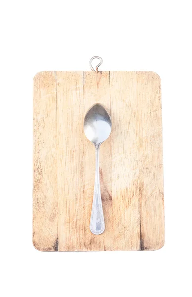 Backside spoon on cutting board — Stock Photo, Image