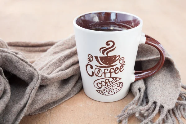 Coffee Mug with a scarf — Stock Photo, Image