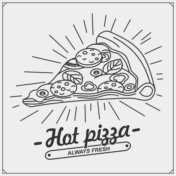 Ícone Fatia Pizza Logotipo Emblema Para Pizzaria —  Vetores de Stock