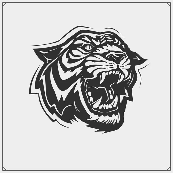 Emblemet Med Tiger För Ett Idrottslag Print Design För Shirt — Stock vektor