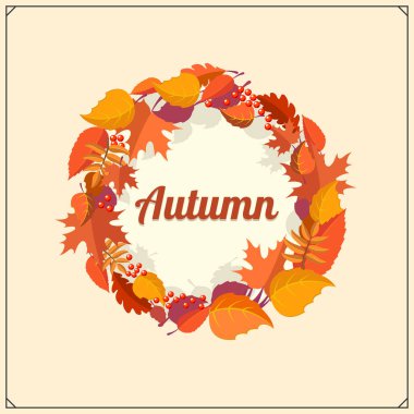Sonbahar satış logosu ve tasarım elementleri. Sonbahar tebrik kartı. Sonbahar mevsimi parlak sonbahar yapraklarıyla.
