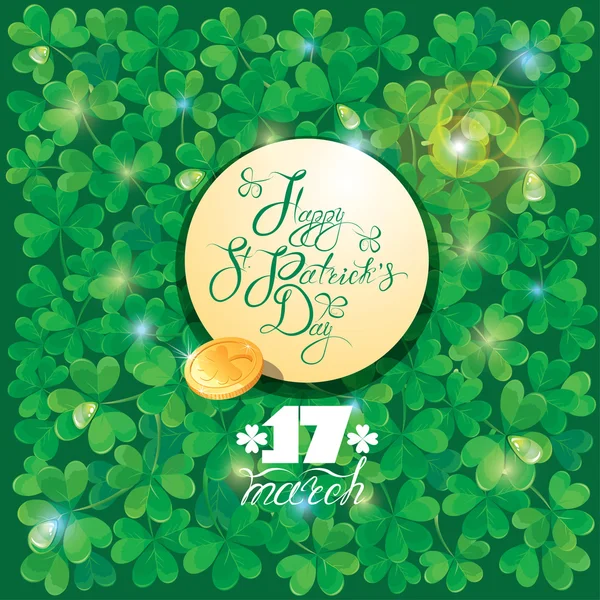 Happy St Patrick's günü tebrik kartı kaligrafi kelime — Stok Vektör