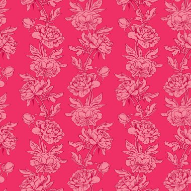 Gerçekçi grafik çiçekler - Şakayık - el d ile Seamless Modeli