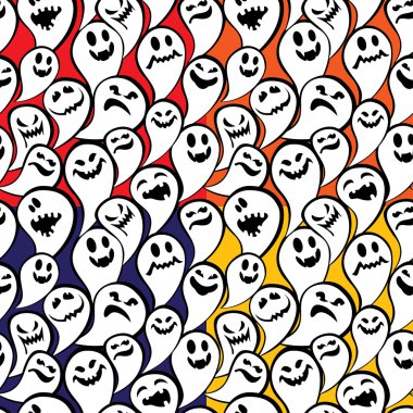 Komik hayalet ile Seamless modeli. Mutlu Cadılar Bayramı arka plan.