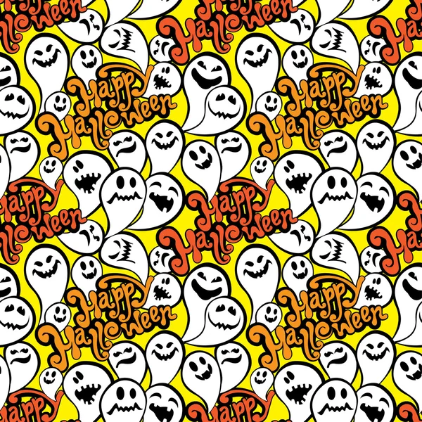 Patrón sin costuras con fantasma divertido. Feliz fondo de Halloween . — Vector de stock