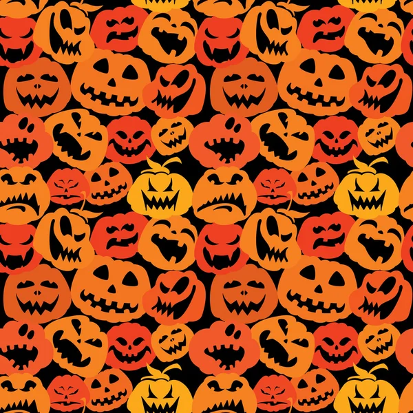 Halloween padrão sem costura com rostos de abóboras - emoti diferente Vetores De Bancos De Imagens