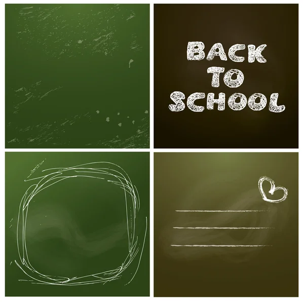 Conjunto de 4 fundos - Chalkboard com verde e marrom escuro surf — Vetor de Stock