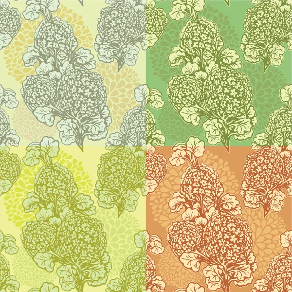 Ensemble de milieux sans couture - Floral Seamless Pattern avec main — Image vectorielle