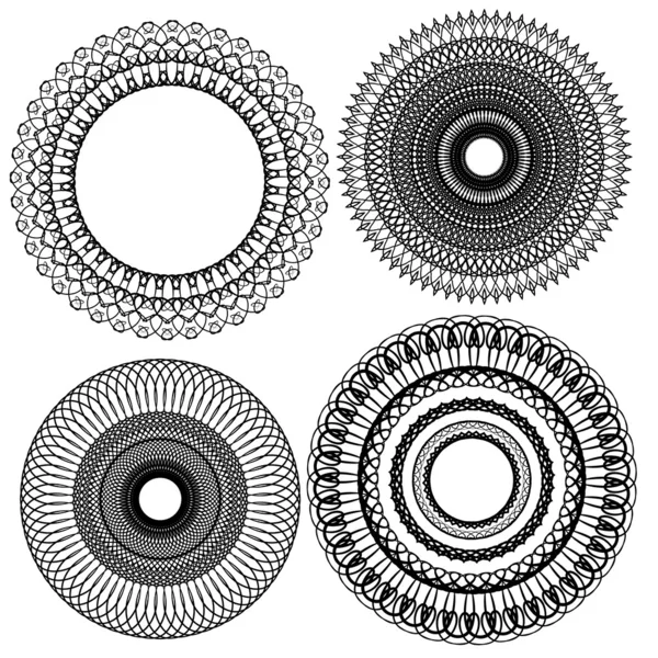 Conjunto de fondos vintage, elementos de círculo ornamental Guilloche — Vector de stock