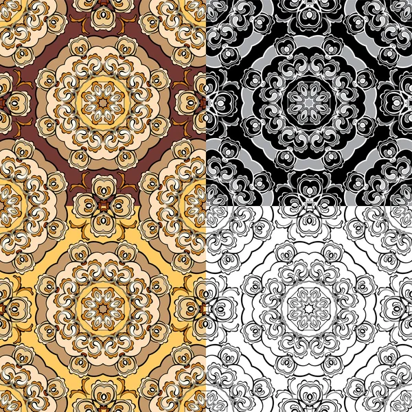 Reihe von quadratischen Hintergründen - ornamentale nahtlose Muster. Design — Stockvektor