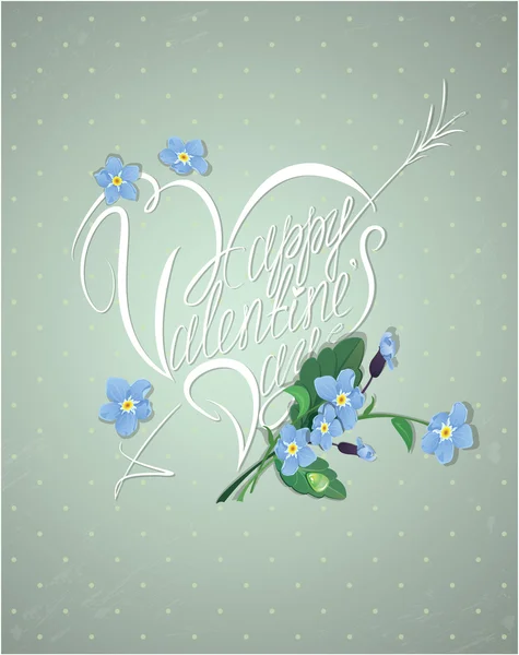 Carte de style rétro Saint Valentin avec texte manuscrit Happy Val — Image vectorielle