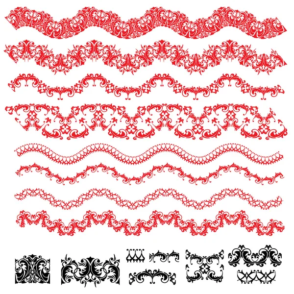 Ensemble d "éléments de cadre - différentes bordures en dentelle et ornementales — Image vectorielle