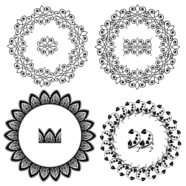 Set of Vintage backgrounds, Guilloche ornamental circle Elements — Stock Vector