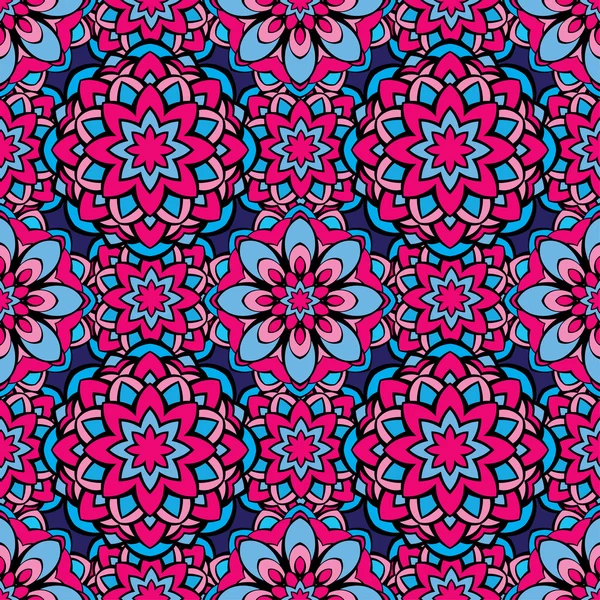 Fondo cuadrado - patrón sin costura ornamental en rosa y blu — Vector de stock