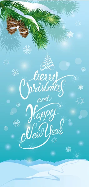 Handwritten text Merry Christmas and happy New Year, holidays ve — Stockvector