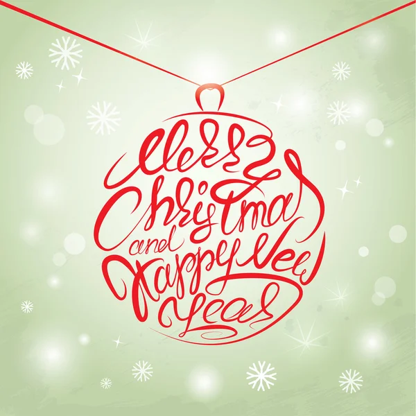 Buon Natale e Felice Anno Nuovo Card, calligrafia scritta a mano — Vettoriale Stock