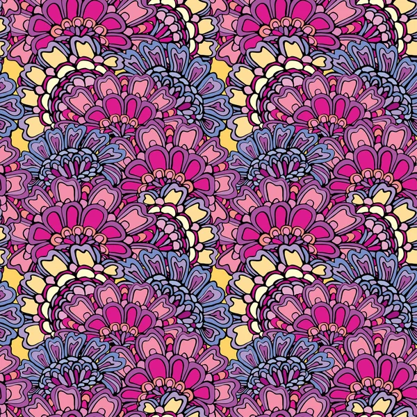 Abstract decorative seamless pattern with hand drawn floral elem — Stok Vektör