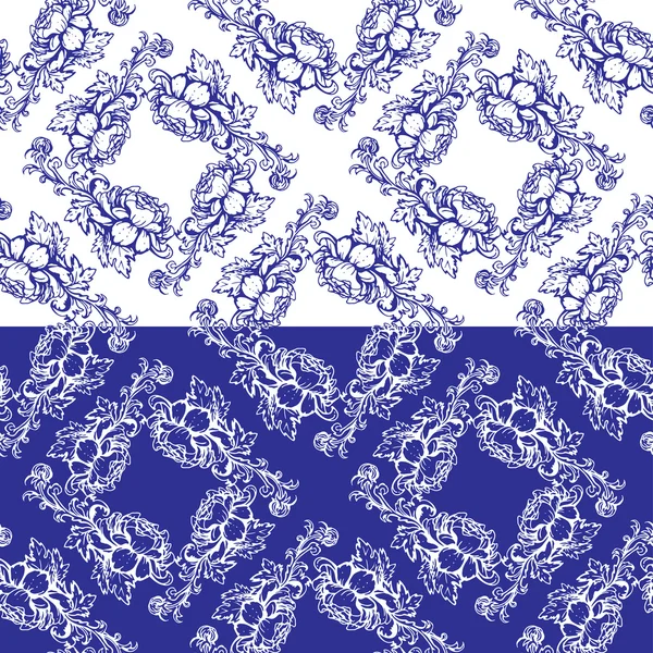 Modèle floral bleu sans couture. Arrière-plan dans le style chinois Illustrations De Stock Libres De Droits