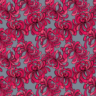 Gerçekçi grafik çiçekler ile-Seamless Modeli el çekilmiş bac