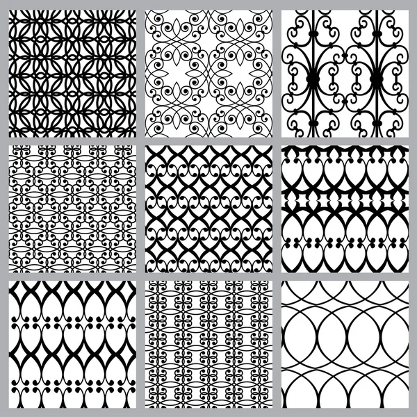 Set of fabric textures with different lattices - seamless patter — Stock Vector