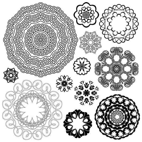 Set of Vintage backgrounds, Guilloche ornamental circle Elements — Stock Vector