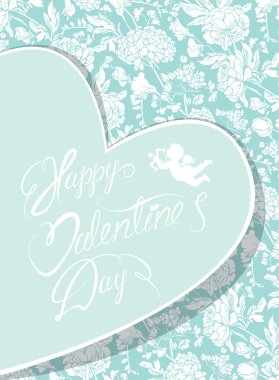 Elegant card with decorative florish pattern. Happy Valentines d clipart