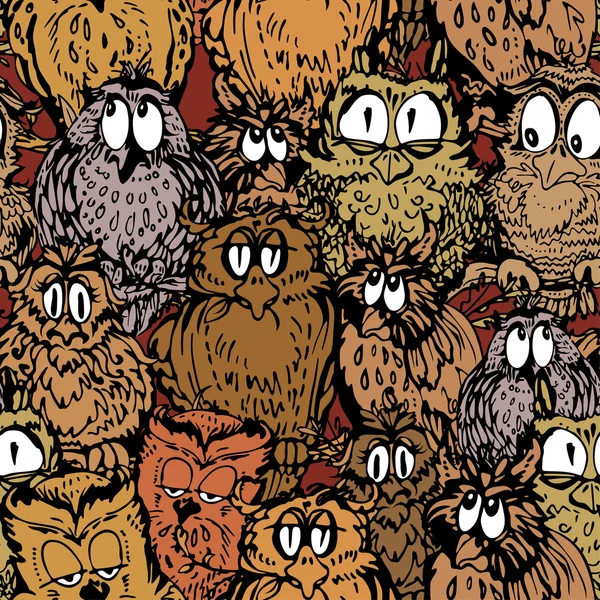 Бесшовный рисунок с милыми совами на ветке. Ручной фон — стоковый вектор