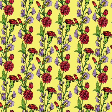 Gerçekçi grafik çiçekler - tatlı bezelye ile Seamless Modeli ve 