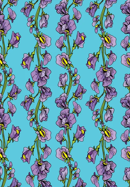 Bezešvé pattern s realistickou grafiku květiny - sweet pea - ha — Stockový vektor