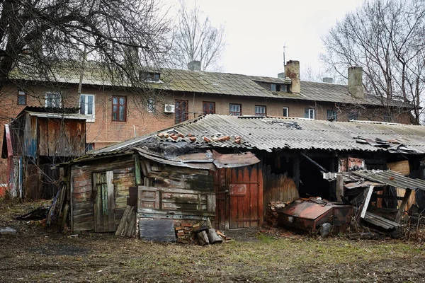 Hutten Oude Vervallen Huizen Schuren Getto — Stockfoto