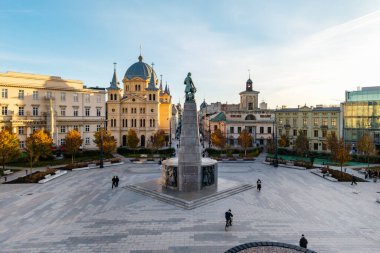 Lodz şehri, Özgürlük Meydanı manzarası. Lodz, Polonya